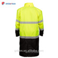 Parka de alta visibilidad de la chaqueta de la lluvia del Workwear de la clase 3 de ANSI, impermeable de Hi Vis 100% encapuchado